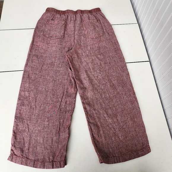 Cynthia Rowley Womens Pink 100% Linen Wide Leg Capri Pants Loose Pockets Sz L - Picture 9 of 11